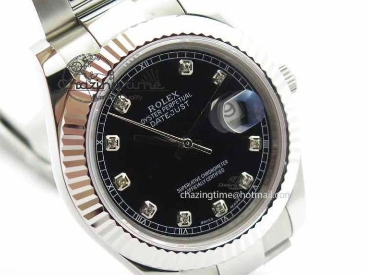 0218 DateJust II 41mm SS BP Maker Best Edition Black Dial Diam On SS Bracelet SA Lightweight 3728